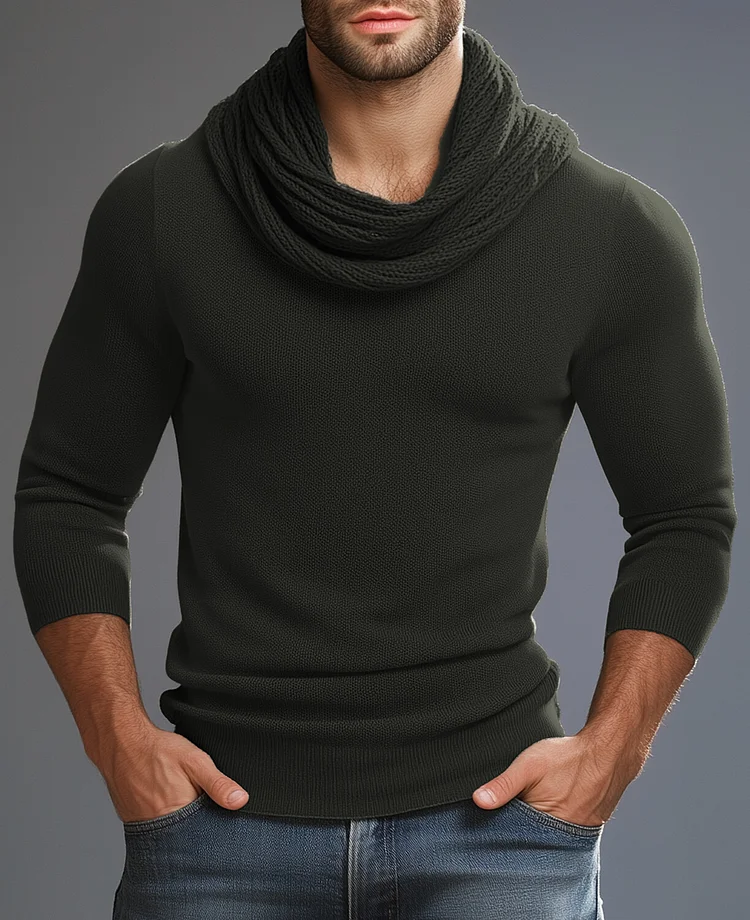 Okaywear Casual Cowl Neck Long Sleeve Knitted Sweater