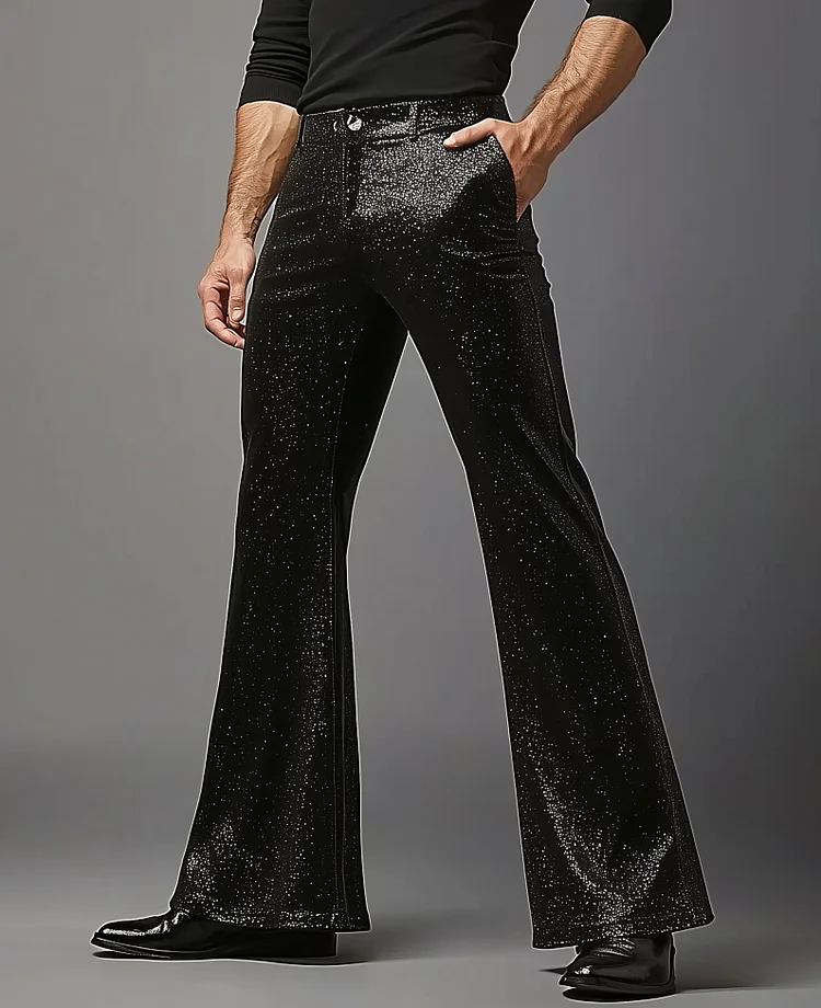 Okaywear Party Glitter Slant Pocket Bell Bottom Pants